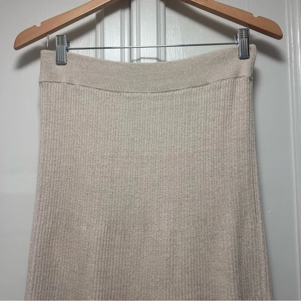 Free People Shine Bright Maxi Sweater Skirt Cream Size Small Stretch Elegant